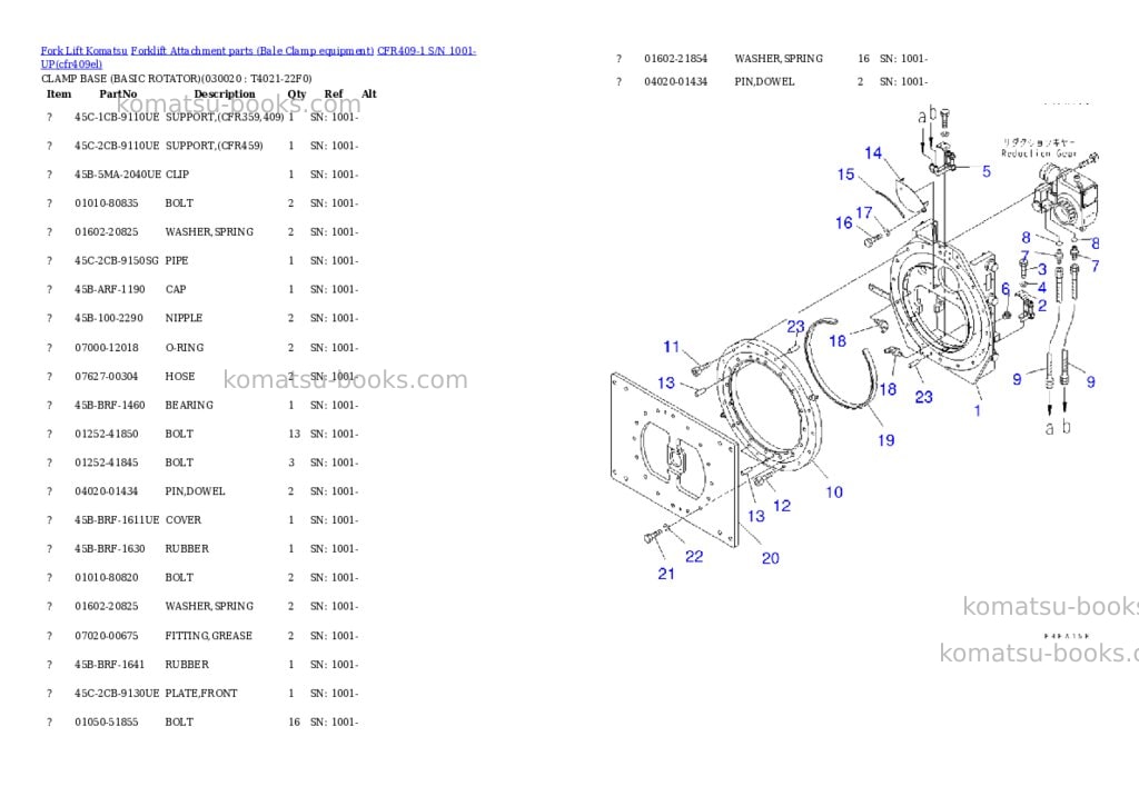 Komatsu cfr409-1 s/n 1001-up Parts catalog cover Komatsu cfr409-1 s/n 1001-up Parts catalog cover