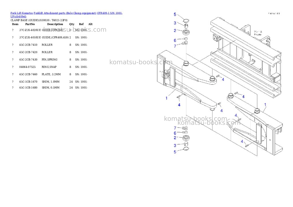 Komatsu cfr409-1 s/n 1001-up Parts catalog cover Page 2 Komatsu cfr409-1 s/n 1001-up Parts catalog cover Page 2