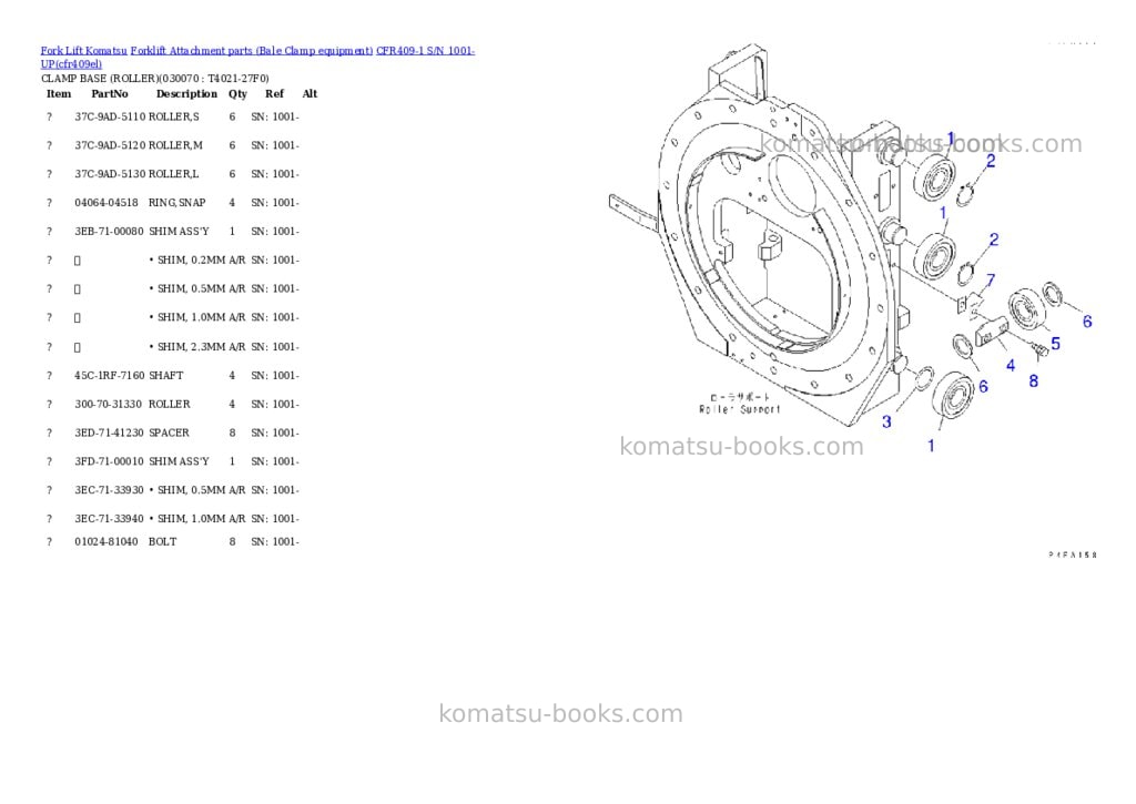 Komatsu cfr409-1 s/n 1001-up Parts catalog cover Page 6 Komatsu cfr409-1 s/n 1001-up Parts catalog cover Page 6