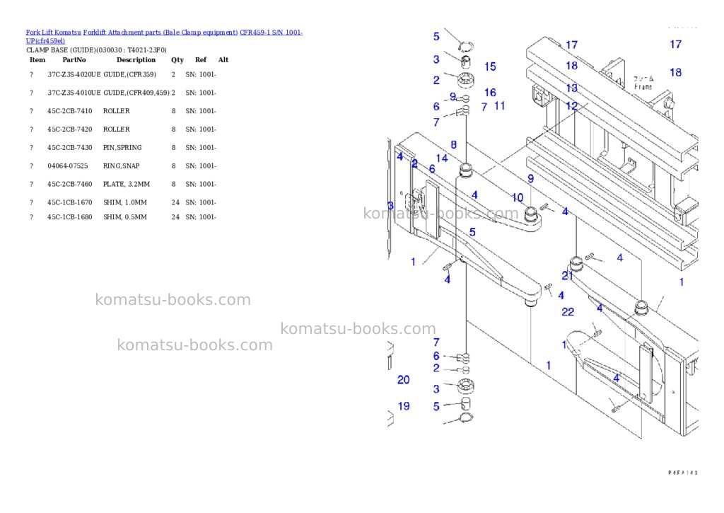 Komatsu cfr459-1 s/n 1001-up Parts catalog cover Page 4 Komatsu cfr459-1 s/n 1001-up Parts catalog cover Page 4