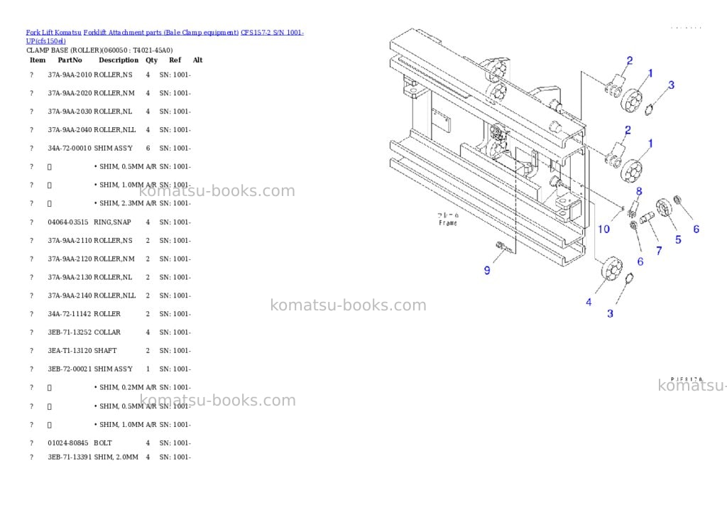 Komatsu cfs157-2 s/n 1001-up Parts catalog cover Page 7 Komatsu cfs157-2 s/n 1001-up Parts catalog cover Page 7