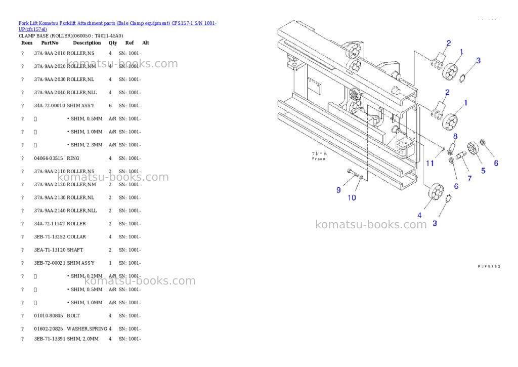 Komatsu cfs157-1 s/n 1001-up Parts catalog cover Page 8 Komatsu cfs157-1 s/n 1001-up Parts catalog cover Page 8