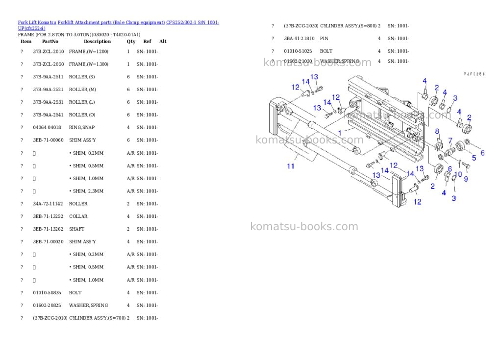 Komatsu cfs252/302-1 s/n 1001-up Parts catalog cover Komatsu cfs252/302-1 s/n 1001-up Parts catalog cover