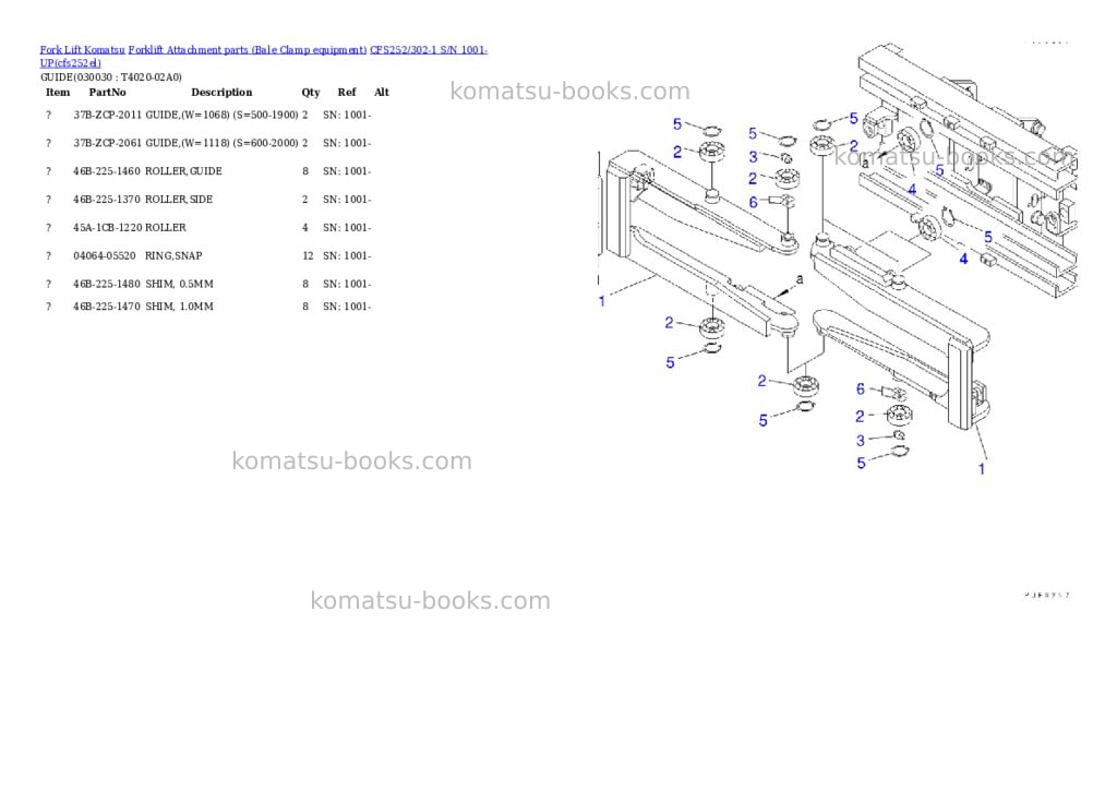 Komatsu cfs252/302-1 s/n 1001-up Parts catalog cover Page 2 Komatsu cfs252/302-1 s/n 1001-up Parts catalog cover Page 2