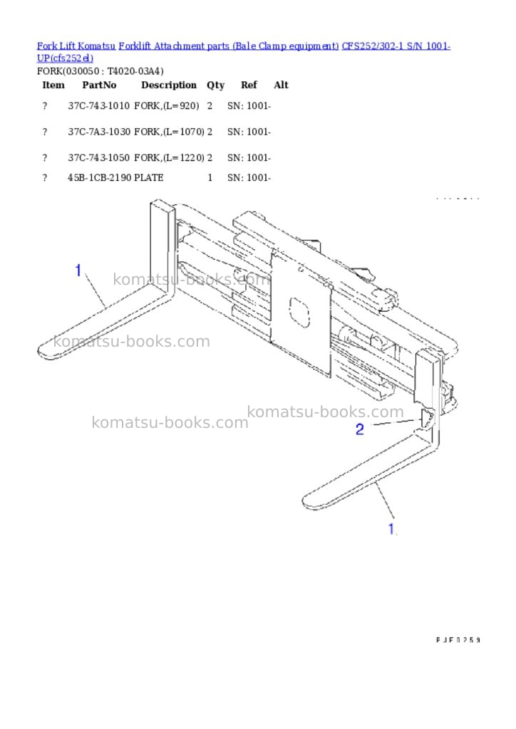 Komatsu cfs252/302-1 s/n 1001-up Parts catalog cover Page 4 Komatsu cfs252/302-1 s/n 1001-up Parts catalog cover Page 4