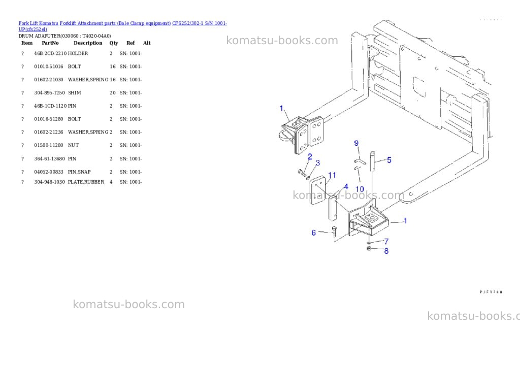 Komatsu cfs252/302-1 s/n 1001-up Parts catalog cover Page 5 Komatsu cfs252/302-1 s/n 1001-up Parts catalog cover Page 5