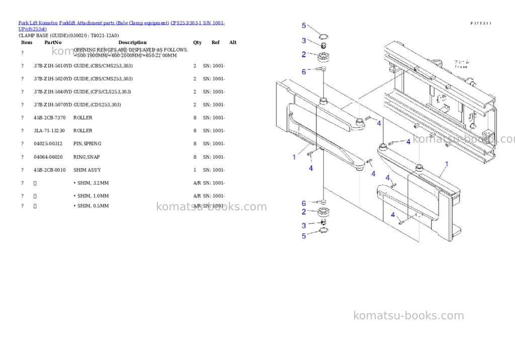 Komatsu cfs253/303-1 s/n 1001-up Parts catalog cover Page 2