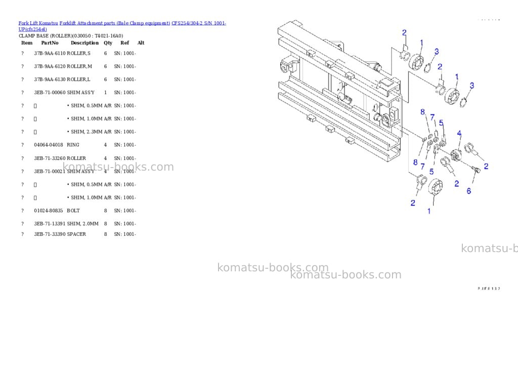 Komatsu cfs254/304-2 s/n 1001-up Parts catalog cover Page 4