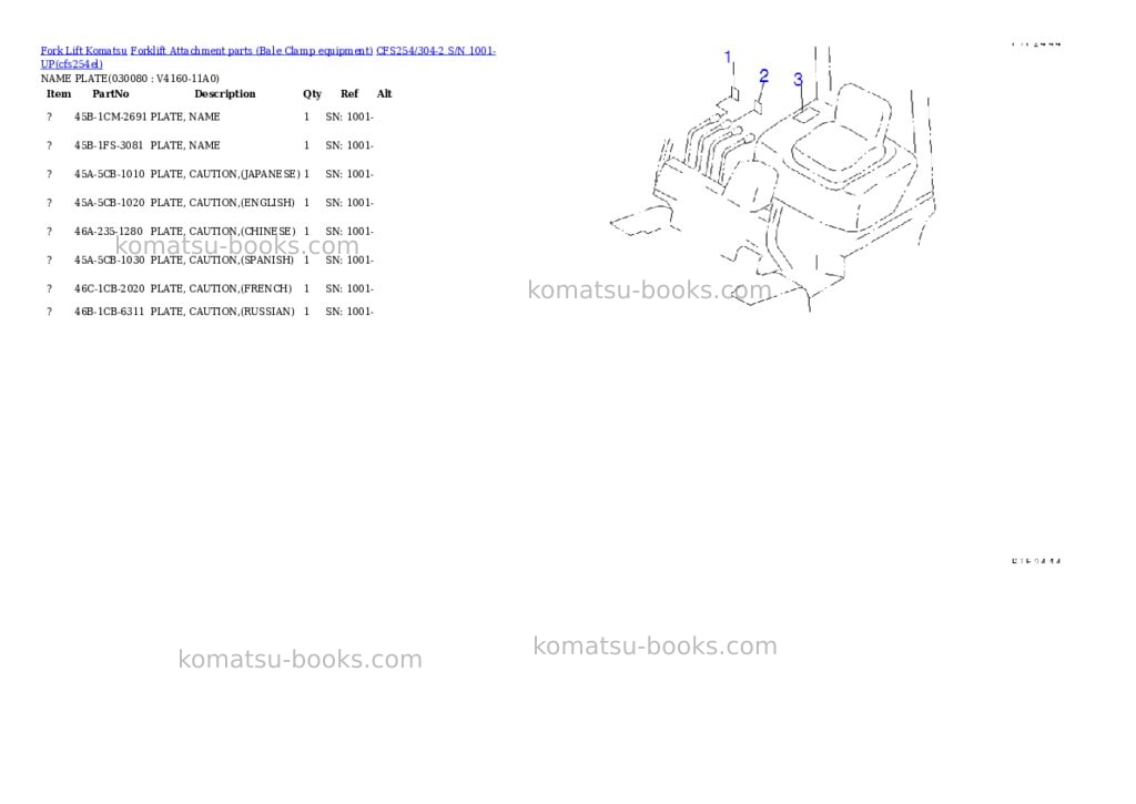 Komatsu cfs254/304-2 s/n 1001-up Parts catalog cover Page 7