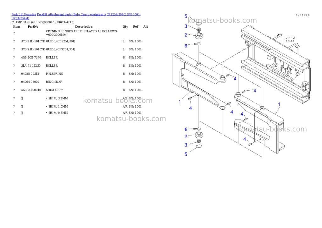 Komatsu cfs254/304-2 s/n 1001-up Parts catalog cover Page 9