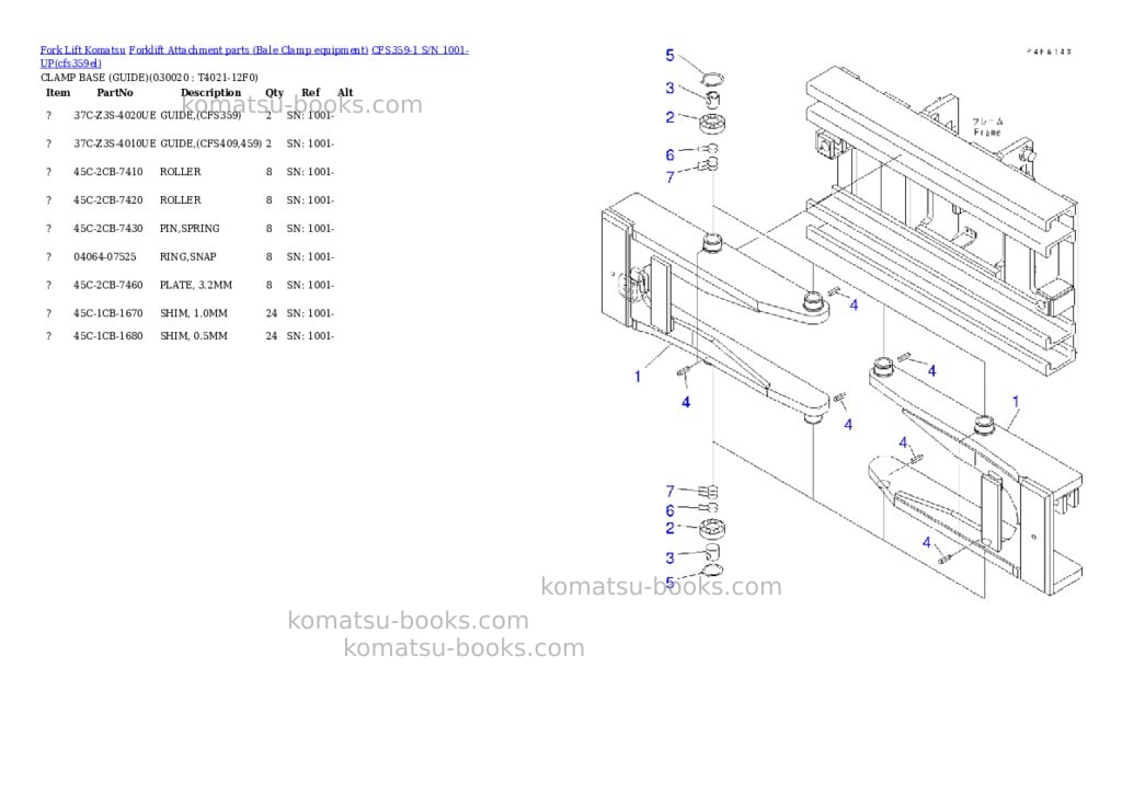 Komatsu cfs359-1 s/n 1001-up Parts catalog cover