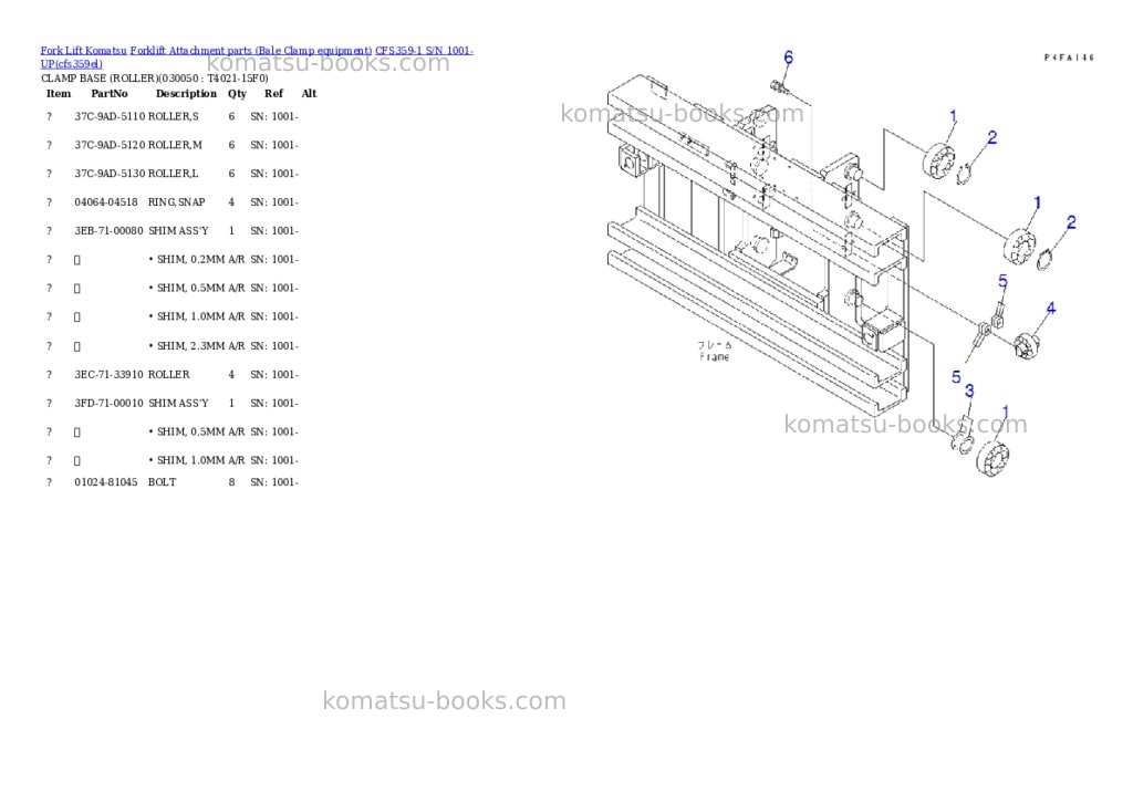Komatsu cfs359-1 s/n 1001-up Parts catalog cover Page 4