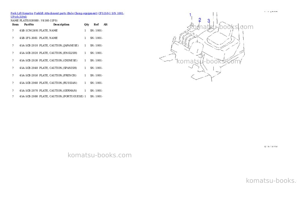 Komatsu cfs359-1 s/n 1001-up Parts catalog cover Page 7