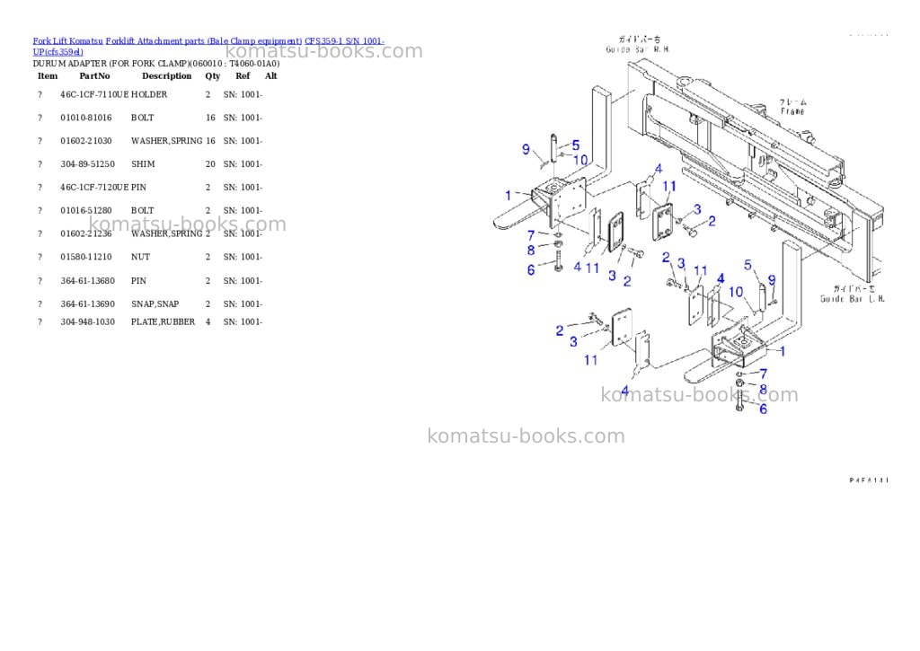 Komatsu cfs359-1 s/n 1001-up Parts catalog cover Page 8