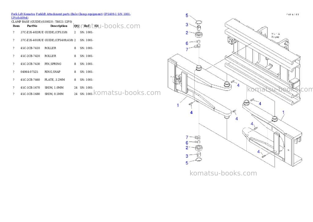 Komatsu cfs409-1 s/n 1001-up Parts catalog cover Page 2 Komatsu cfs409-1 s/n 1001-up Parts catalog cover Page 2