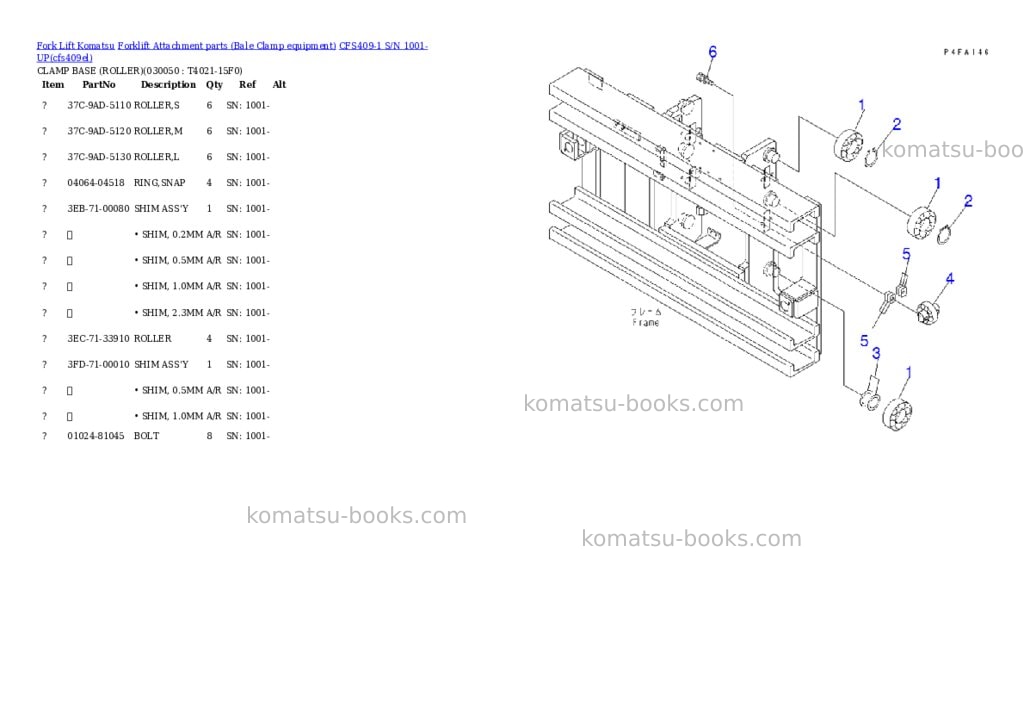 Komatsu cfs409-1 s/n 1001-up Parts catalog cover Page 5 Komatsu cfs409-1 s/n 1001-up Parts catalog cover Page 5