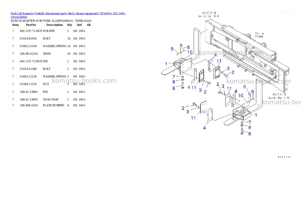 Komatsu cfs409-1 s/n 1001-up Parts catalog cover Page 9 Komatsu cfs409-1 s/n 1001-up Parts catalog cover Page 9