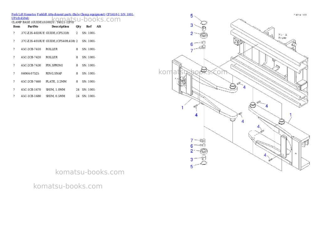 Komatsu cfs459-1 s/n 1001-up Parts catalog cover