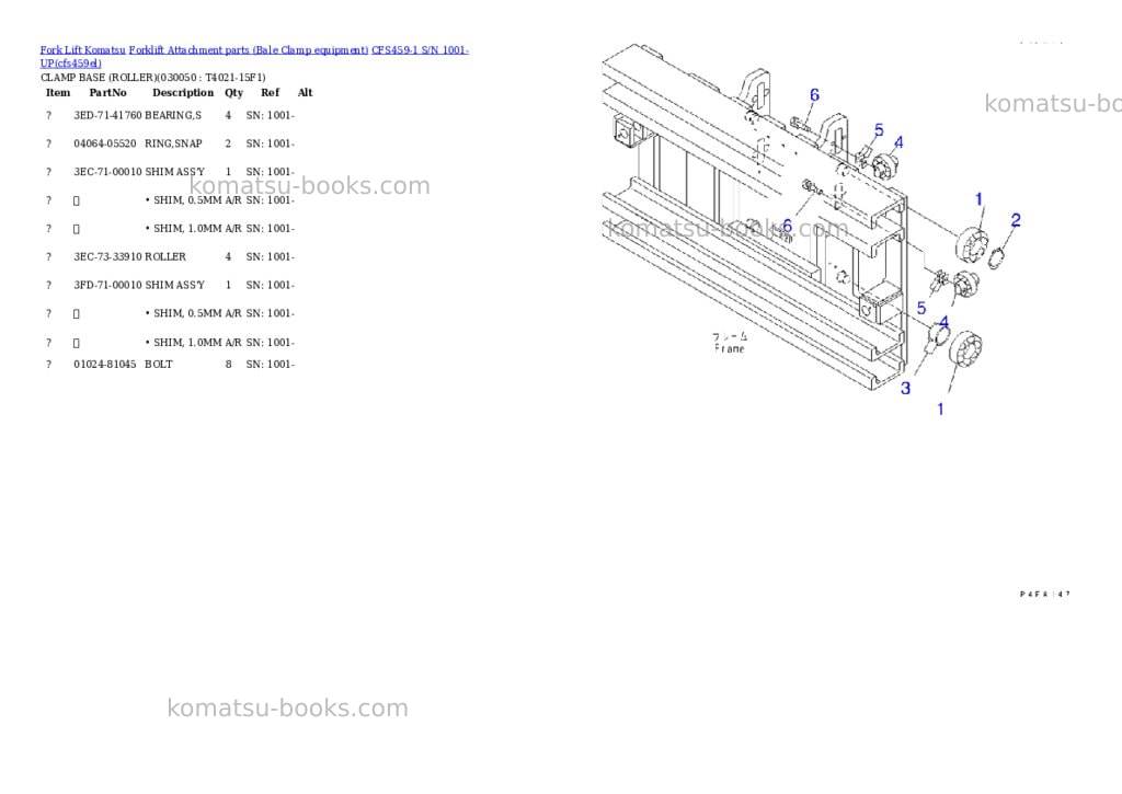 Komatsu cfs459-1 s/n 1001-up Parts catalog cover Page 4