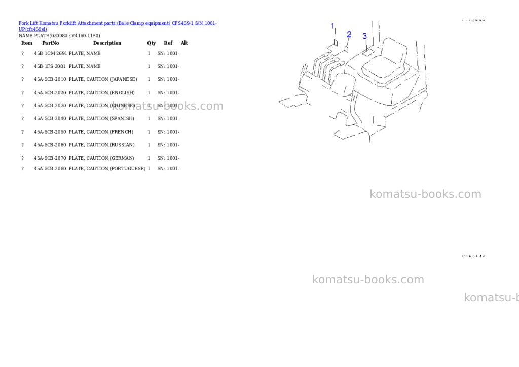 Komatsu cfs459-1 s/n 1001-up Parts catalog cover Page 7