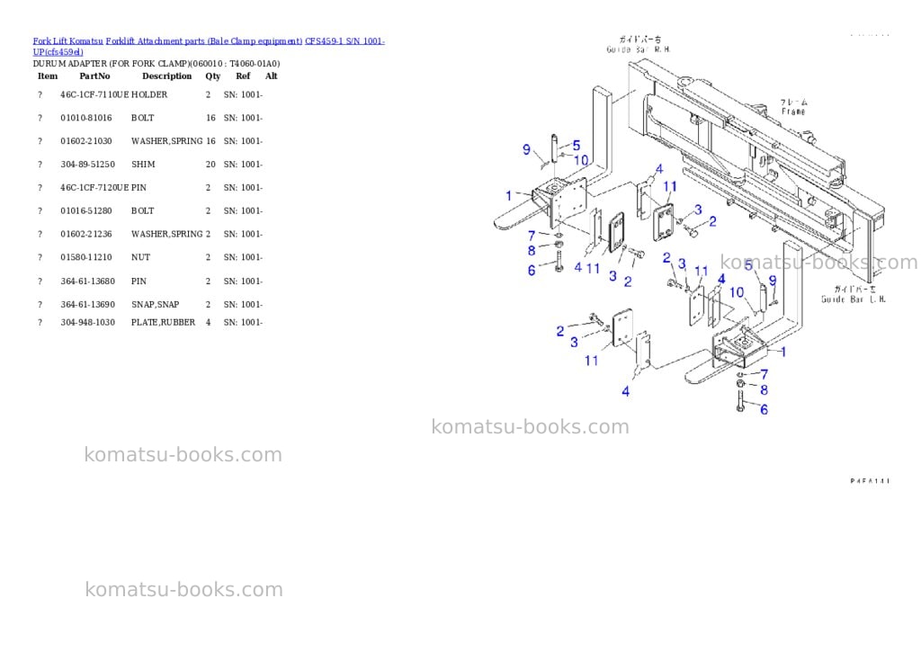 Komatsu cfs459-1 s/n 1001-up Parts catalog cover Page 8