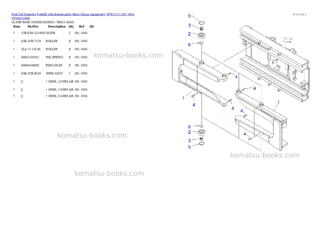 Komatsu cfw157-2 s/n 1001-up Parts catalog cover Page 2 Komatsu cfw157-2 s/n 1001-up Parts catalog cover Page 2