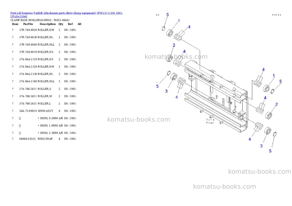 Komatsu cfw157-2 s/n 1001-up Parts catalog cover Page 5 Komatsu cfw157-2 s/n 1001-up Parts catalog cover Page 5