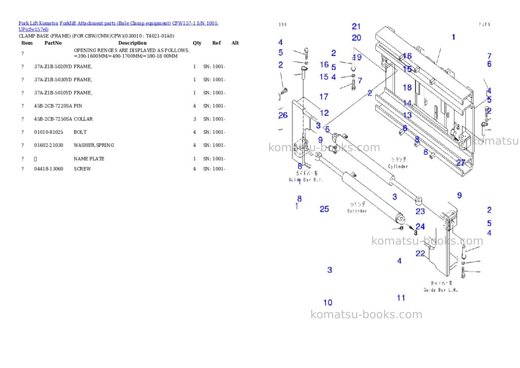 Komatsu cfw157-1 s/n 1001-up Parts catalog cover Komatsu cfw157-1 s/n 1001-up Parts catalog cover
