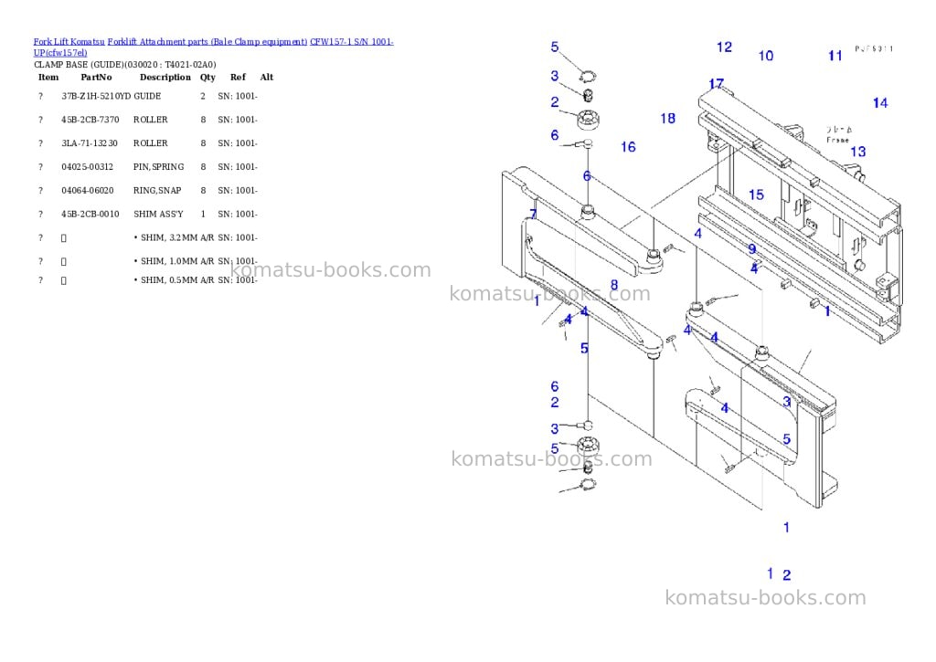 Komatsu cfw157-1 s/n 1001-up Parts catalog cover Page 3 Komatsu cfw157-1 s/n 1001-up Parts catalog cover Page 3