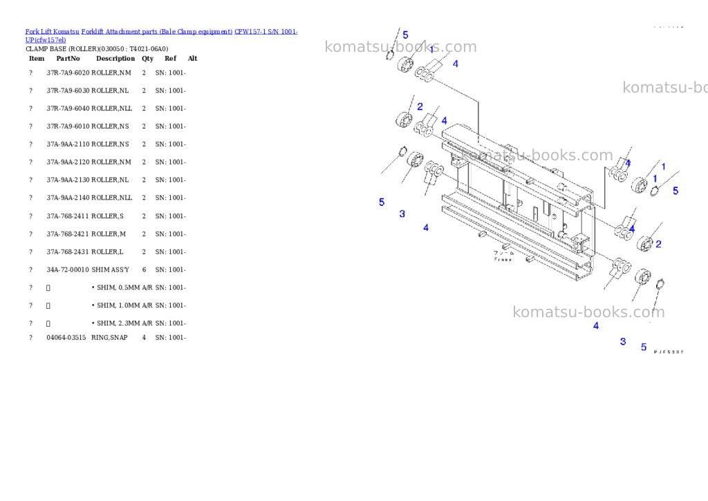 Komatsu cfw157-1 s/n 1001-up Parts catalog cover Page 8 Komatsu cfw157-1 s/n 1001-up Parts catalog cover Page 8