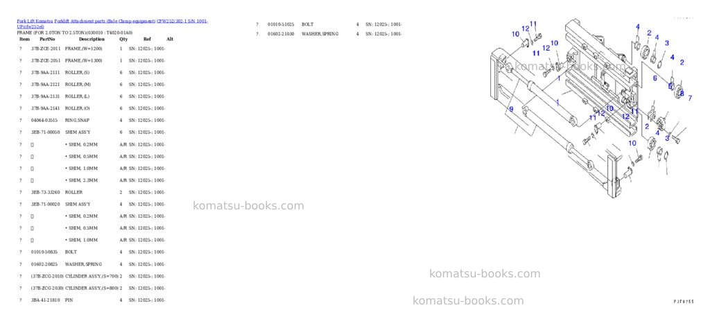 Komatsu cfw252/302-1 s/n 1001-up Parts catalog cover Page 2