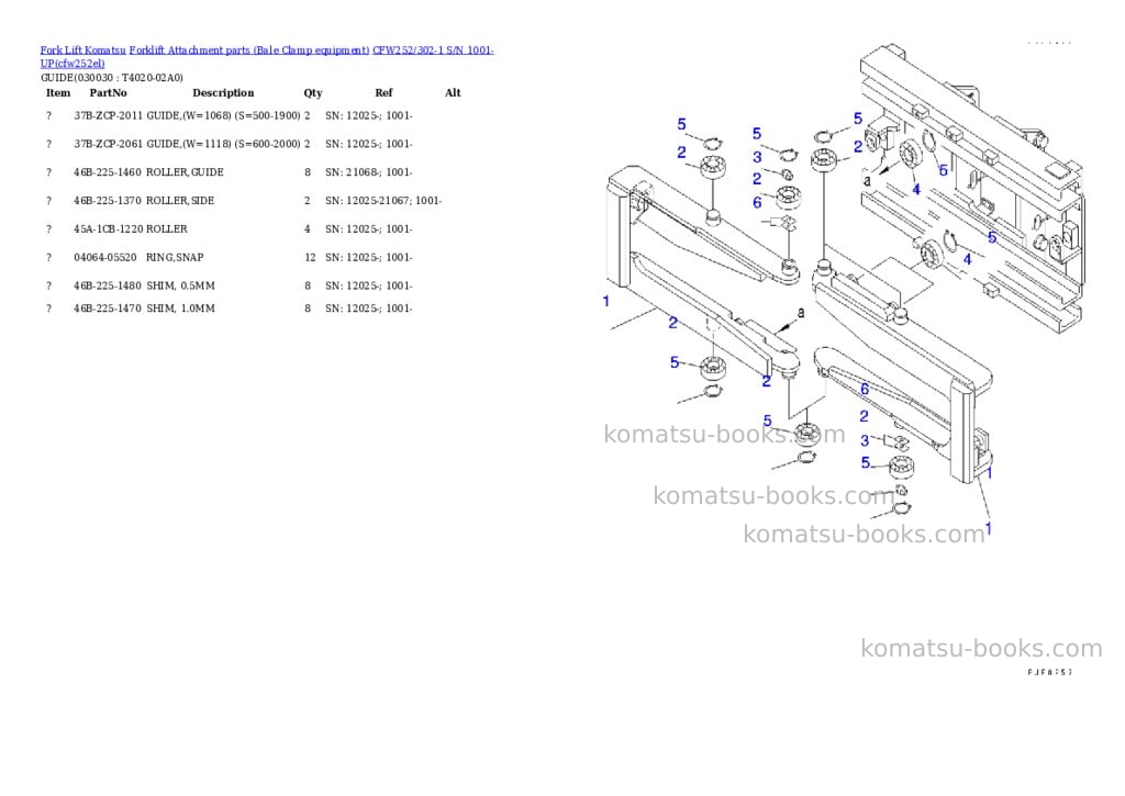 Komatsu cfw252/302-1 s/n 1001-up Parts catalog cover Page 5