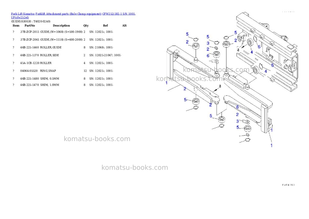 Komatsu cfw252/302-1 s/n 1001-up Parts catalog cover Page 6