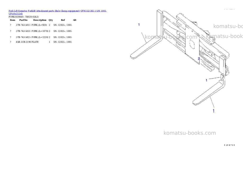 Komatsu cfw252/302-1 s/n 1001-up Parts catalog cover Page 7
