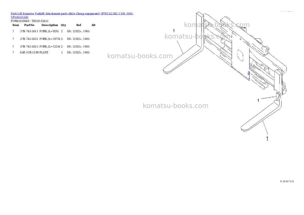 Komatsu cfw252/302-1 s/n 1001-up Parts catalog cover Page 8