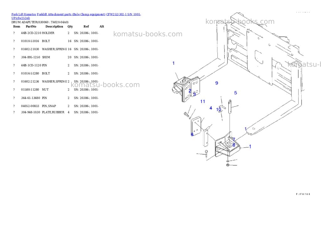Komatsu cfw252/302-1 s/n 1001-up Parts catalog cover Page 9