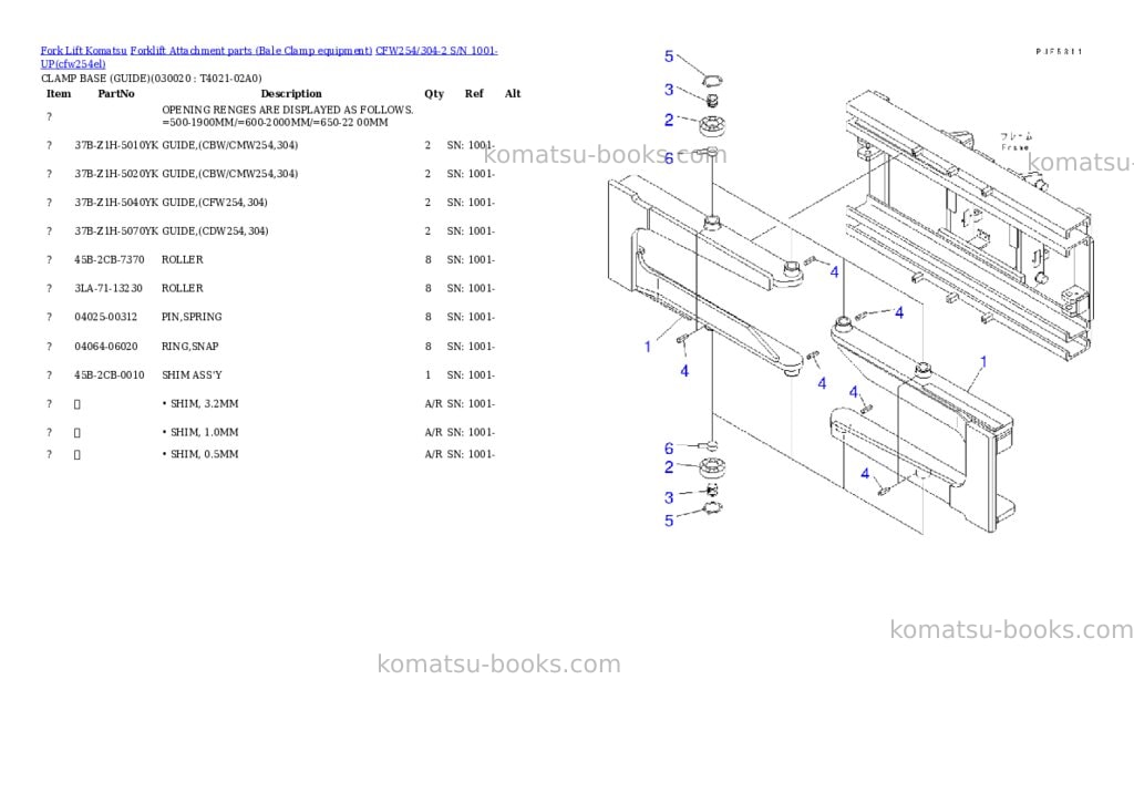 Komatsu cfw254/304-2 s/n 1001-up Parts catalog cover Page 2