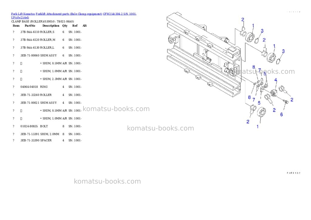 Komatsu cfw254/304-2 s/n 1001-up Parts catalog cover Page 5