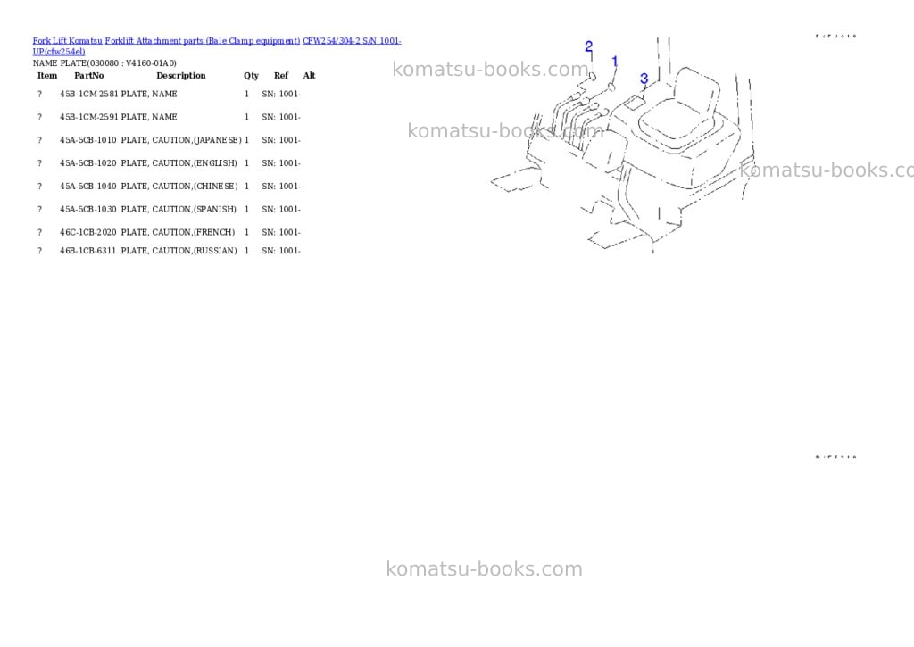 Komatsu cfw254/304-2 s/n 1001-up Parts catalog cover Page 8