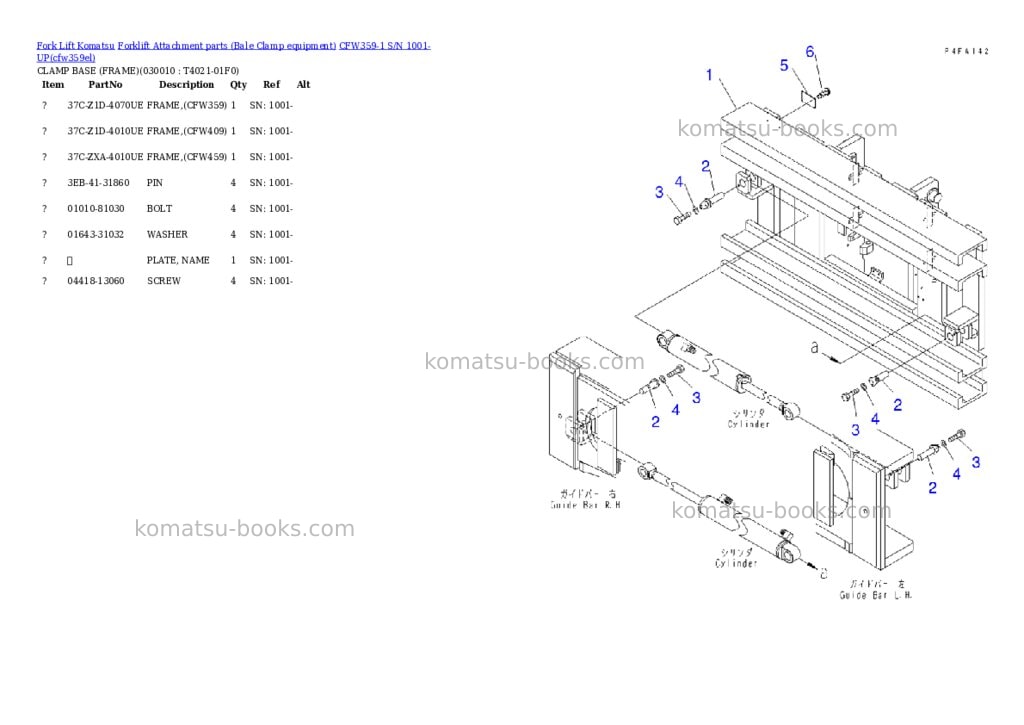 Komatsu cfw359-1 s/n 1001-up Parts catalog cover