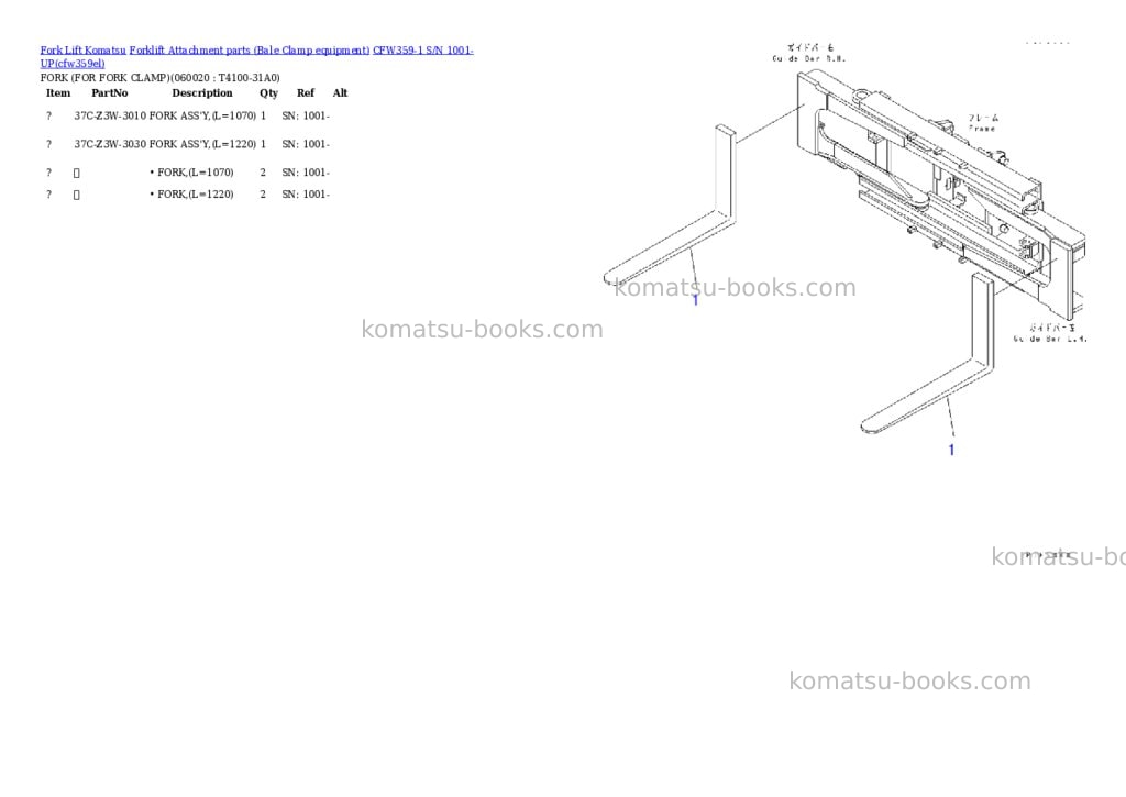 Komatsu cfw359-1 s/n 1001-up Parts catalog cover Page 10