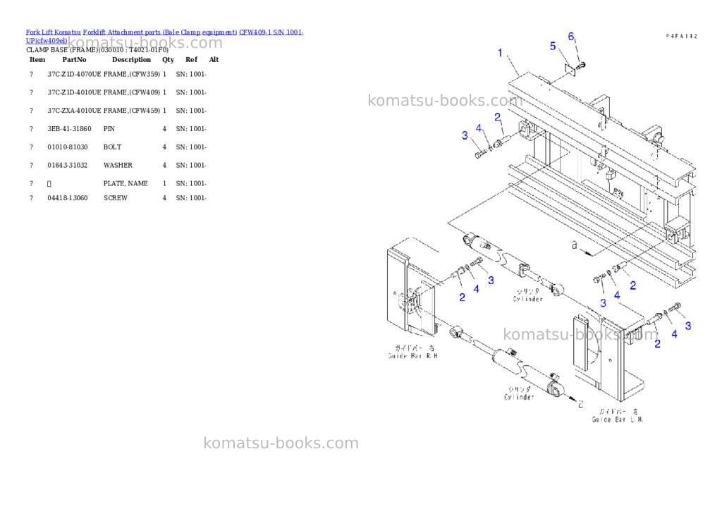 Komatsu cfw409-1 s/n 1001-up Parts catalog cover