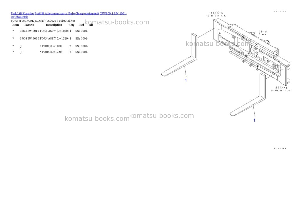 Komatsu cfw409-1 s/n 1001-up Parts catalog cover Page 10