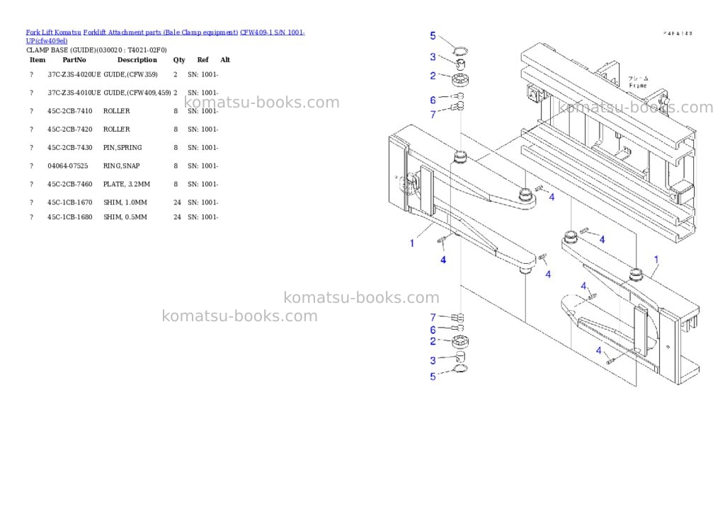 Komatsu cfw409-1 s/n 1001-up Parts catalog cover Page 2