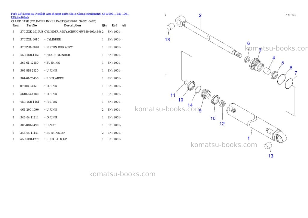 Komatsu cfw409-1 s/n 1001-up Parts catalog cover Page 4