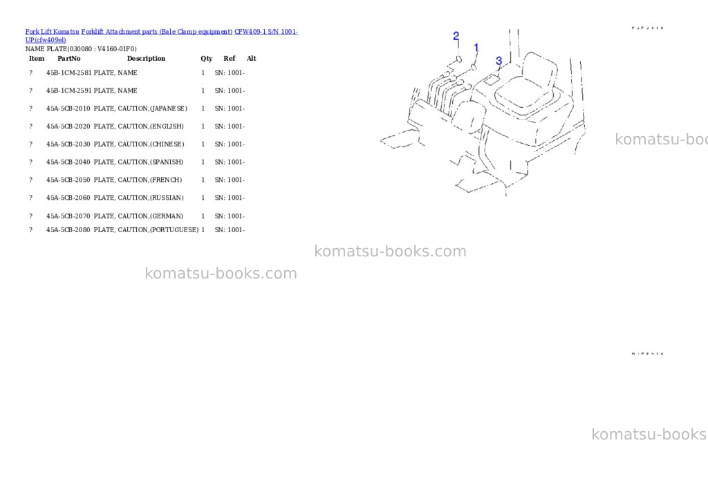 Komatsu cfw409-1 s/n 1001-up Parts catalog cover Page 8