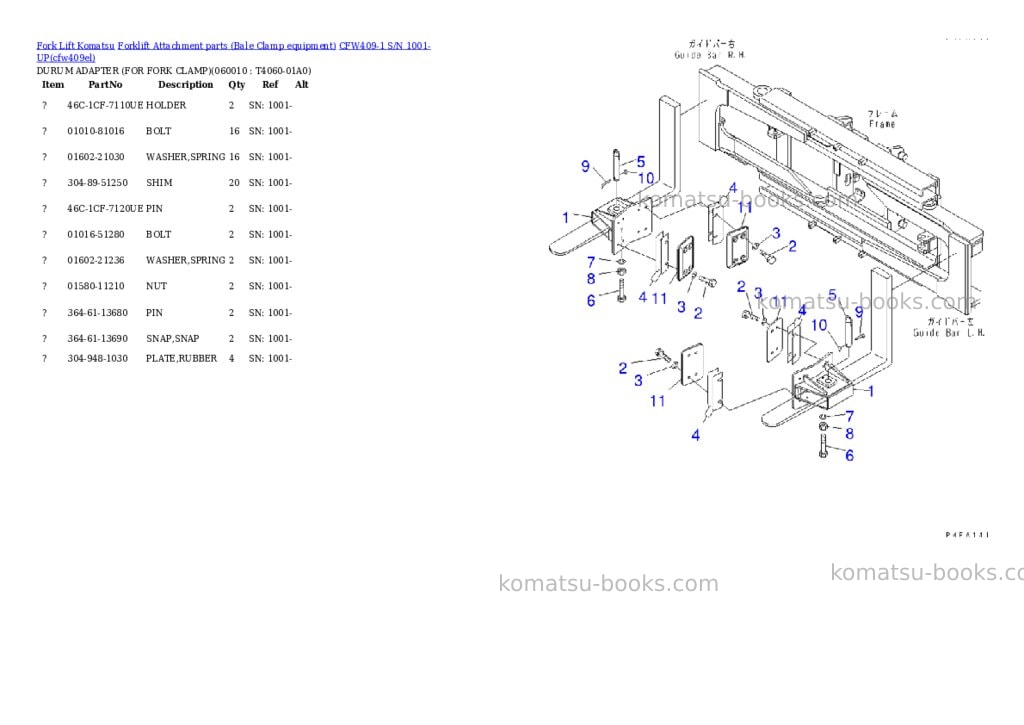 Komatsu cfw409-1 s/n 1001-up Parts catalog cover Page 9