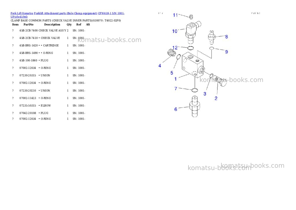 Komatsu cfw459-1 s/n 1001-up Parts catalog cover Page 7