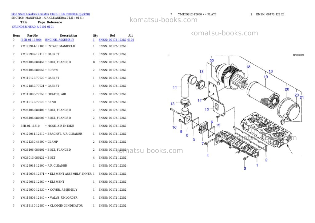 Komatsu ck20-1 s/n f00003-up Parts catalog cover Page 2