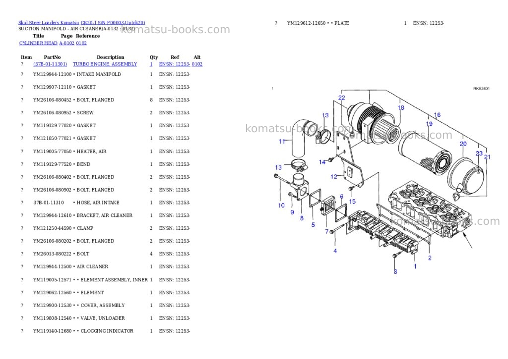 Komatsu ck20-1 s/n f00003-up Parts catalog cover Page 3